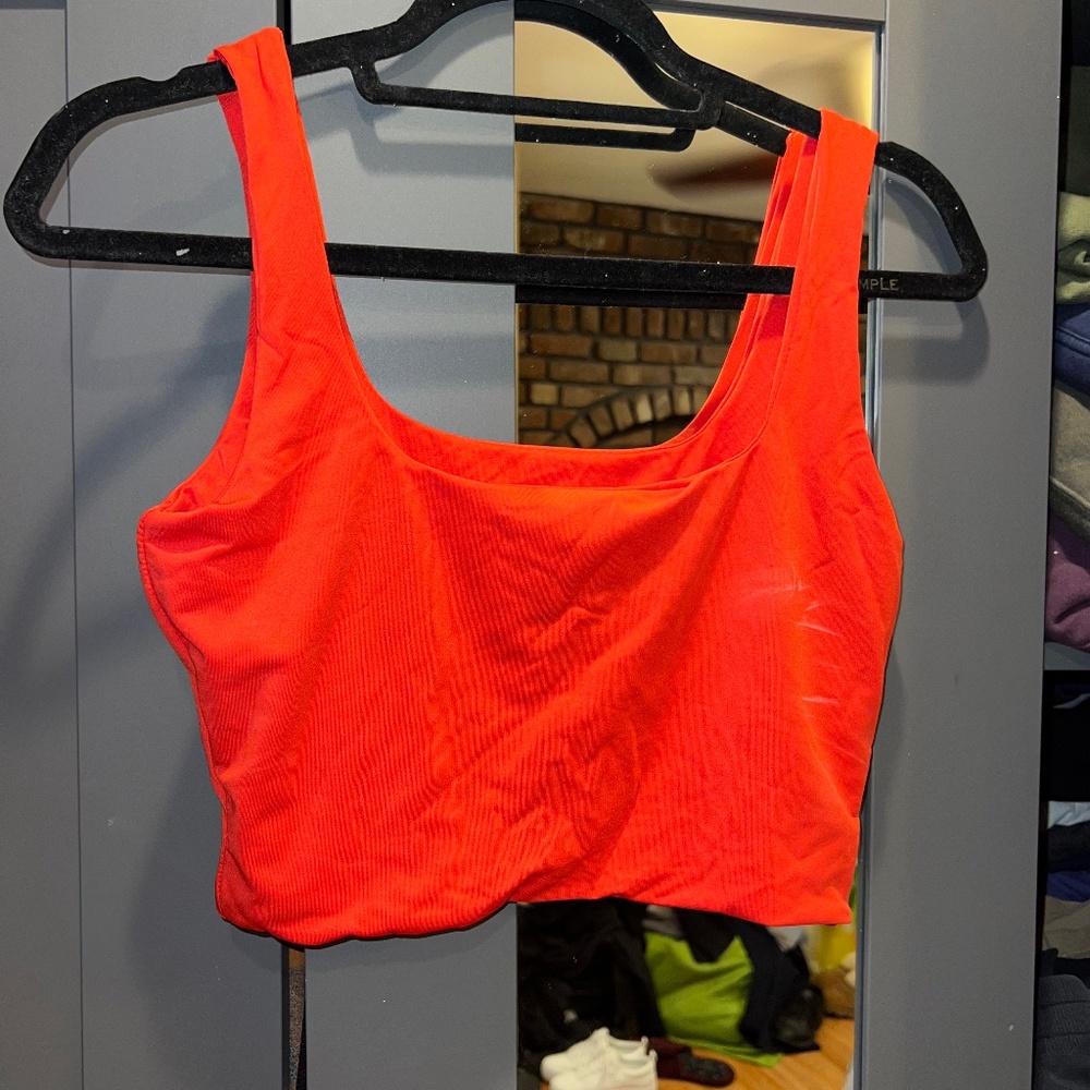 Red Cropped Tank Top Shirt